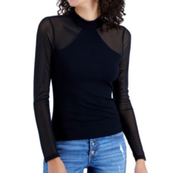 Crave Fame Black Fitted Long Sleeve Blouse size XL New with tags (Macy’s) - Picture 1 of 6